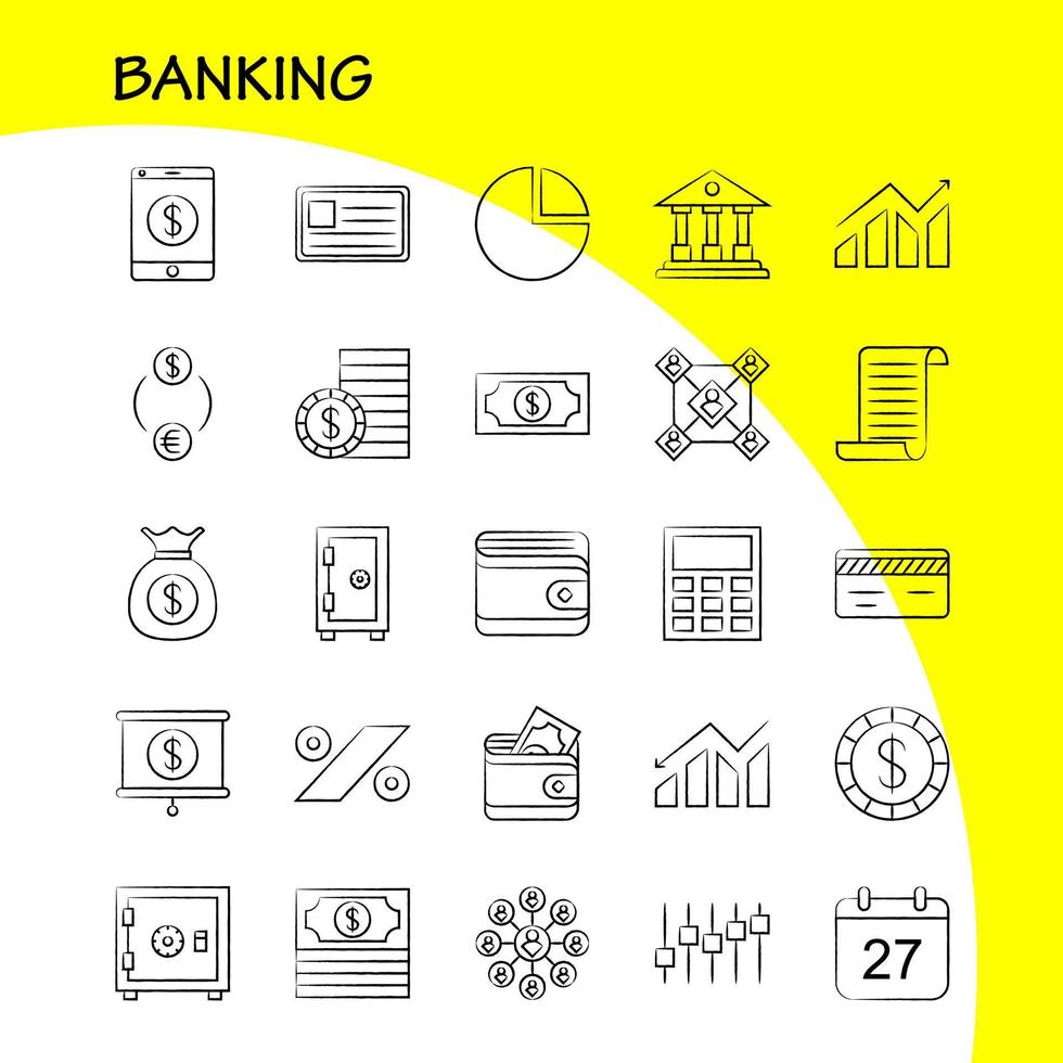 Banking Hand Drawn Icon for Web Print and Mobile UXUI Kit Such as Calc Calculate Calculator Device Operation User Users Group Pictogram Pack Vector