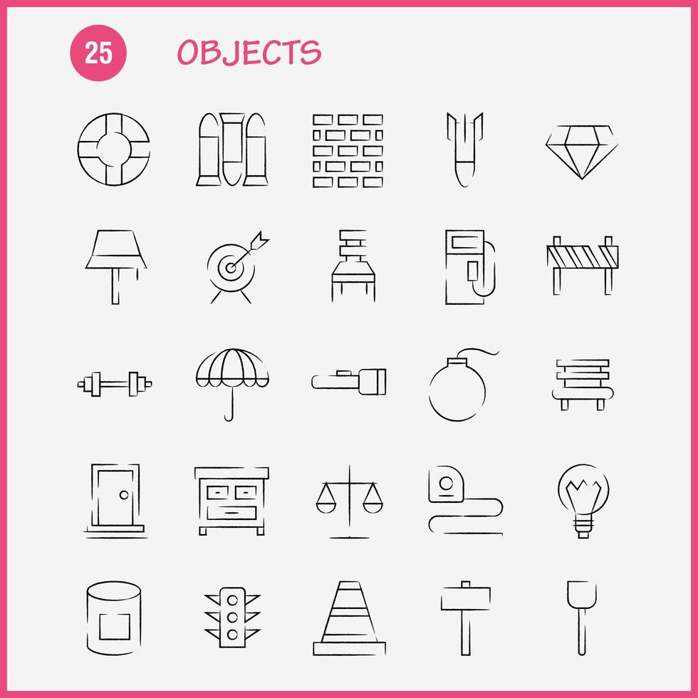 objetos paquete de iconos dibujados a mano para diseñadores y desarrolladores vector