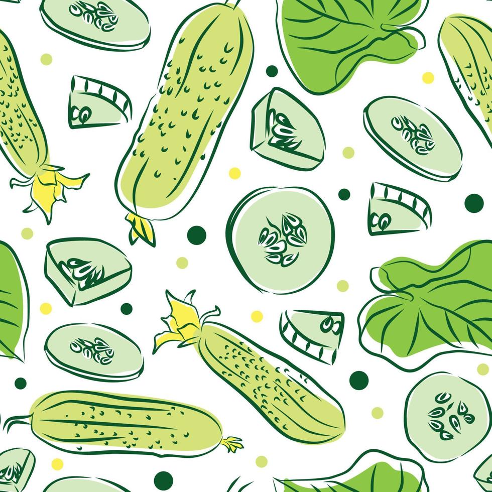 Cucumber graphic green color sketch seamless pattern illustration vector