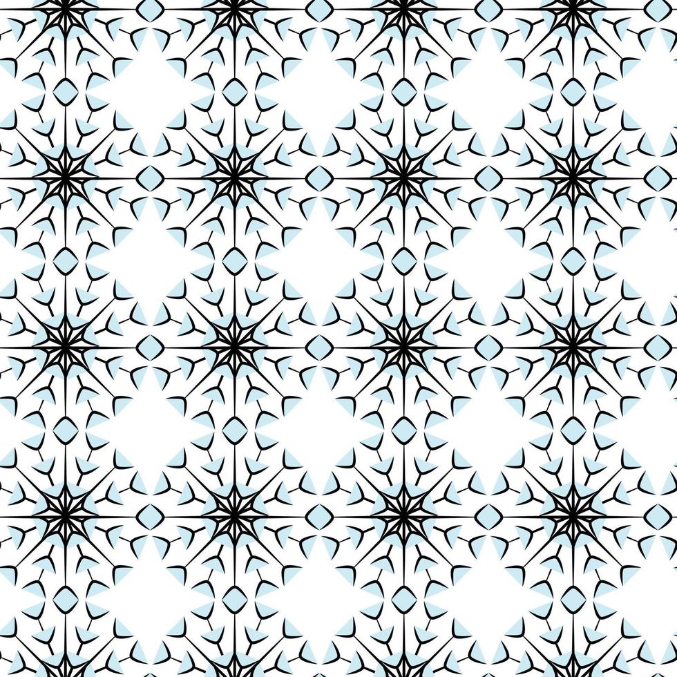 Seamless pattern of openwork snowflakes with blue hues. Vector repeat texture. Abstract background