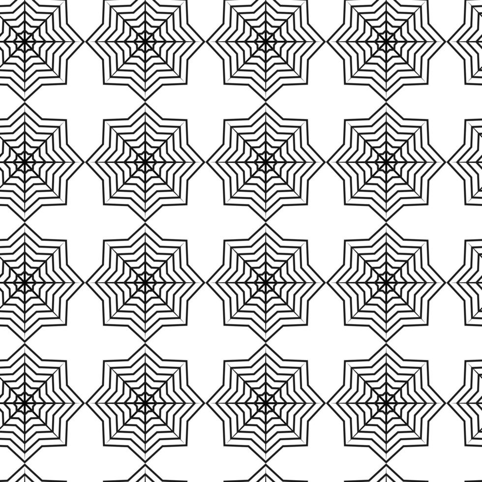 Seamless pattern of black and white abstract snowflakes. Outline drawing. Vector repeat texture