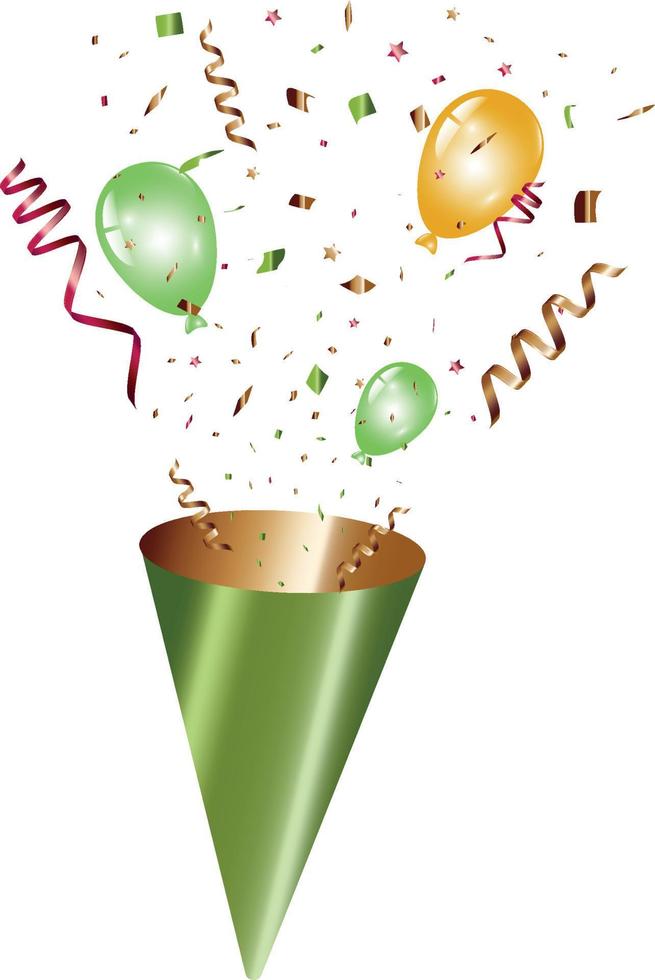 cute party popper confetti illustration . confetti isolated, explosion, firecracker, celebration. Vector drawing.