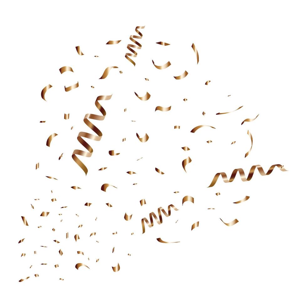 congratulatory background with gold confetti and serpentine. Vector illustration