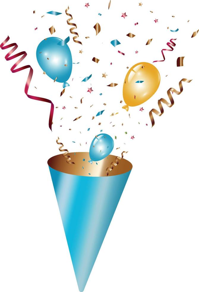 cute party popper confetti illustration . confetti isolated, explosion, firecracker, celebration. Vector drawing.