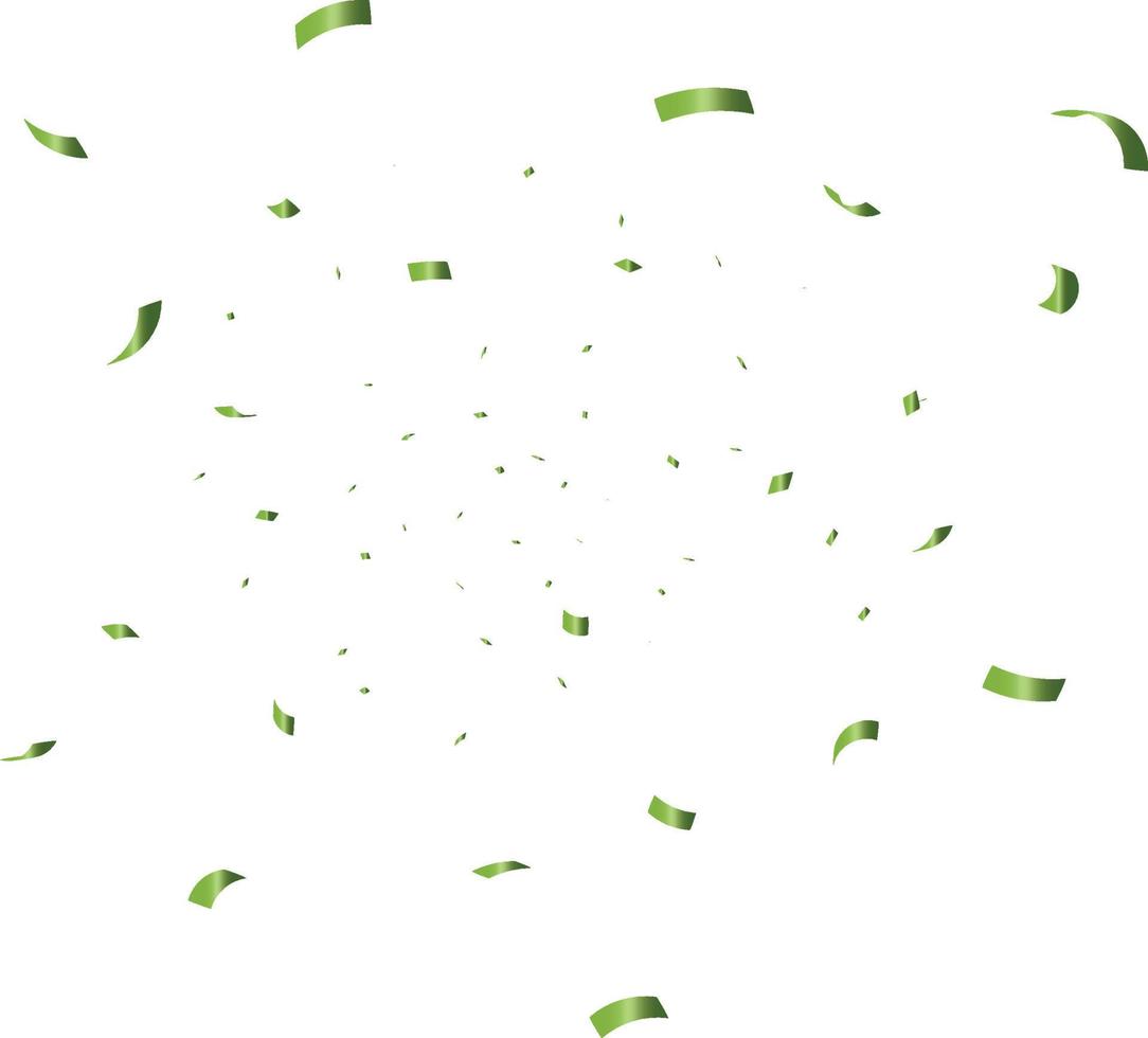 congratulatory background with green confetti on white background. Vector illustration