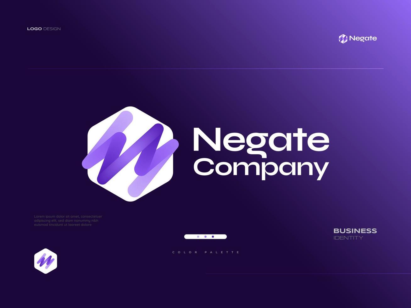 diseño creativo del logotipo de la letra n en degradado morado. logotipo o icono inicial n con estilo de color de mezcla vector