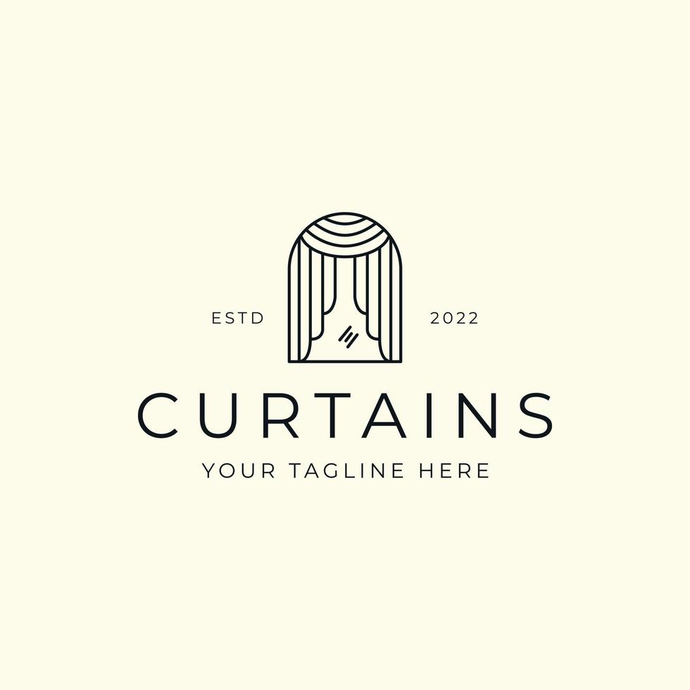 logo curtains line art vector minimalist template illustration design