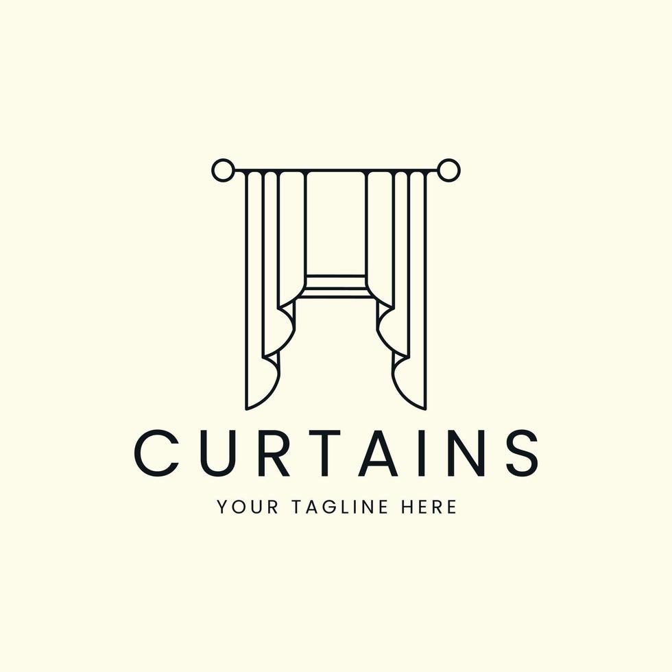 curtains line art style logo vector template illustration design