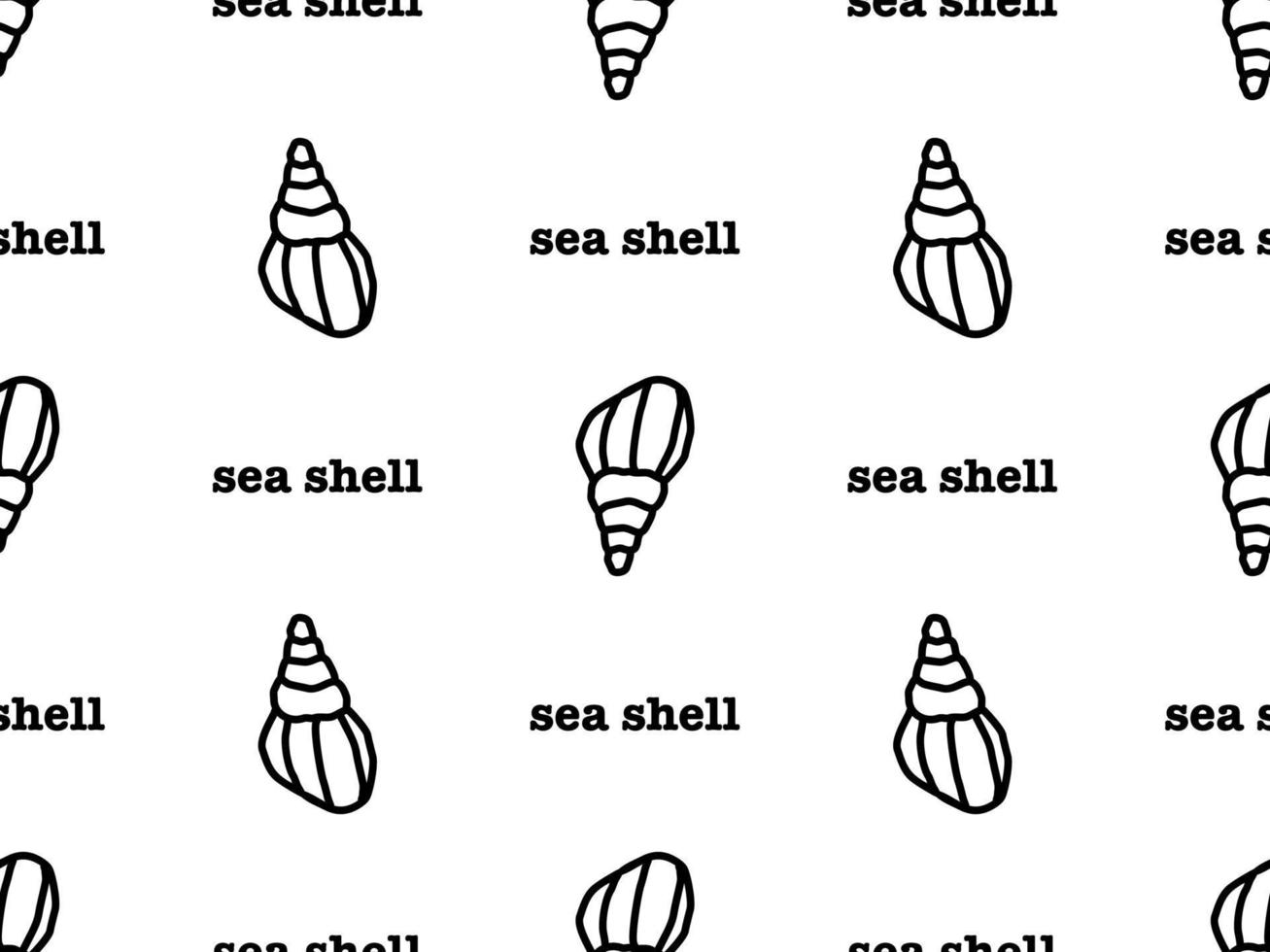 Sea shell cartoon character seamless pattern on white background vector