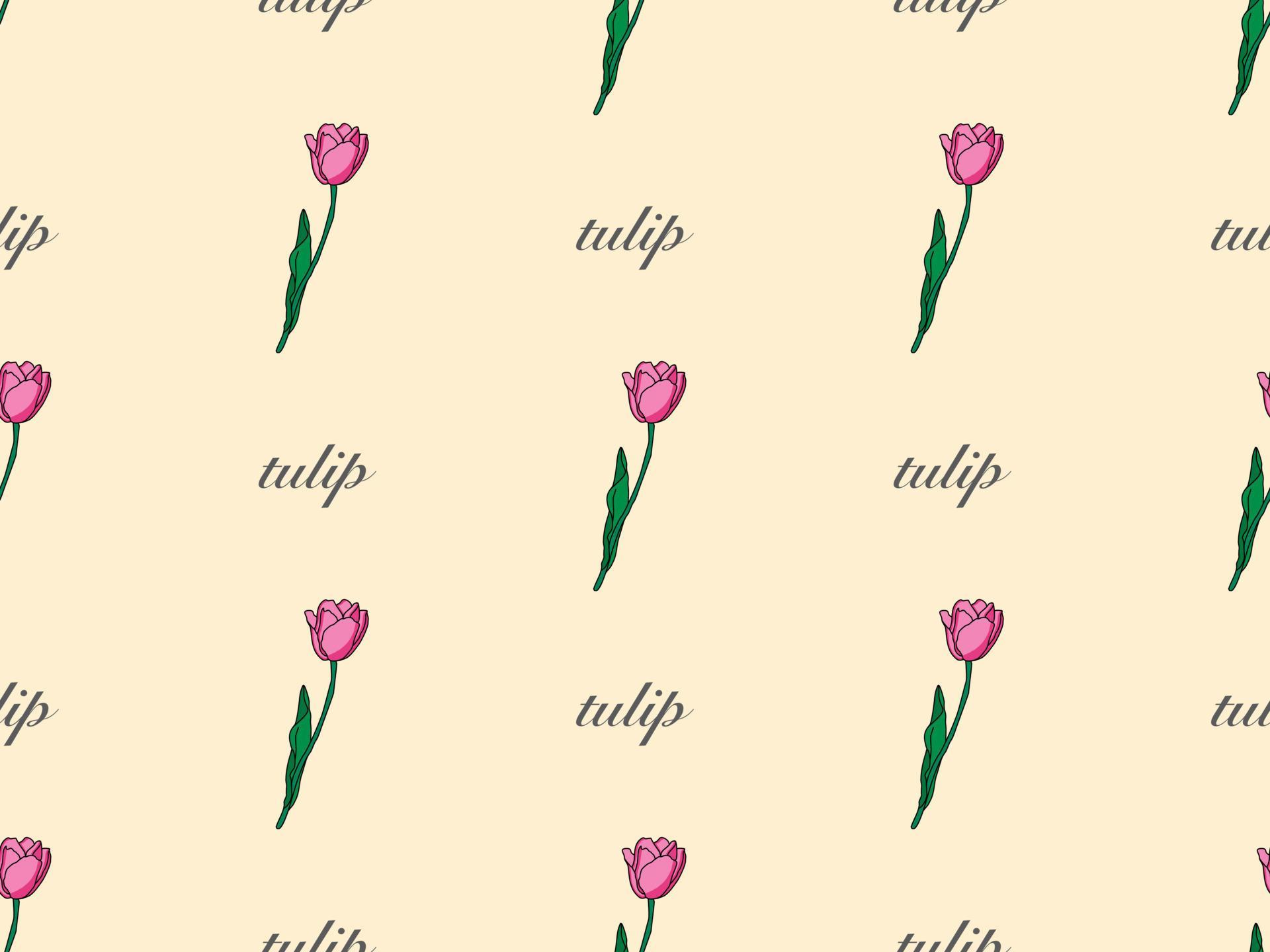 Tulip cartoon character seamless pattern on orange background 14274715