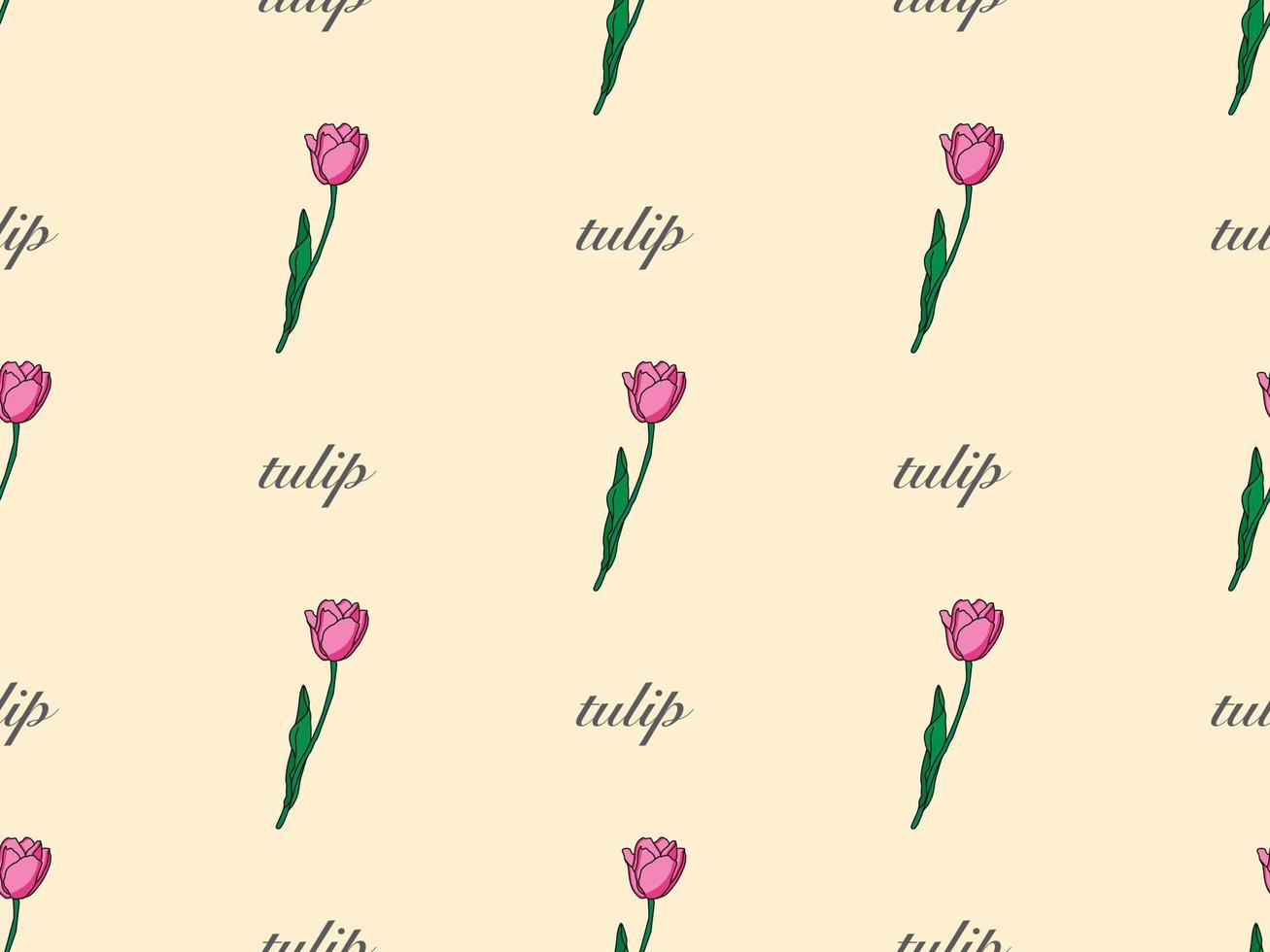 tulipán, caricatura, carácter, seamless, patrón, en, fondo naranja vector