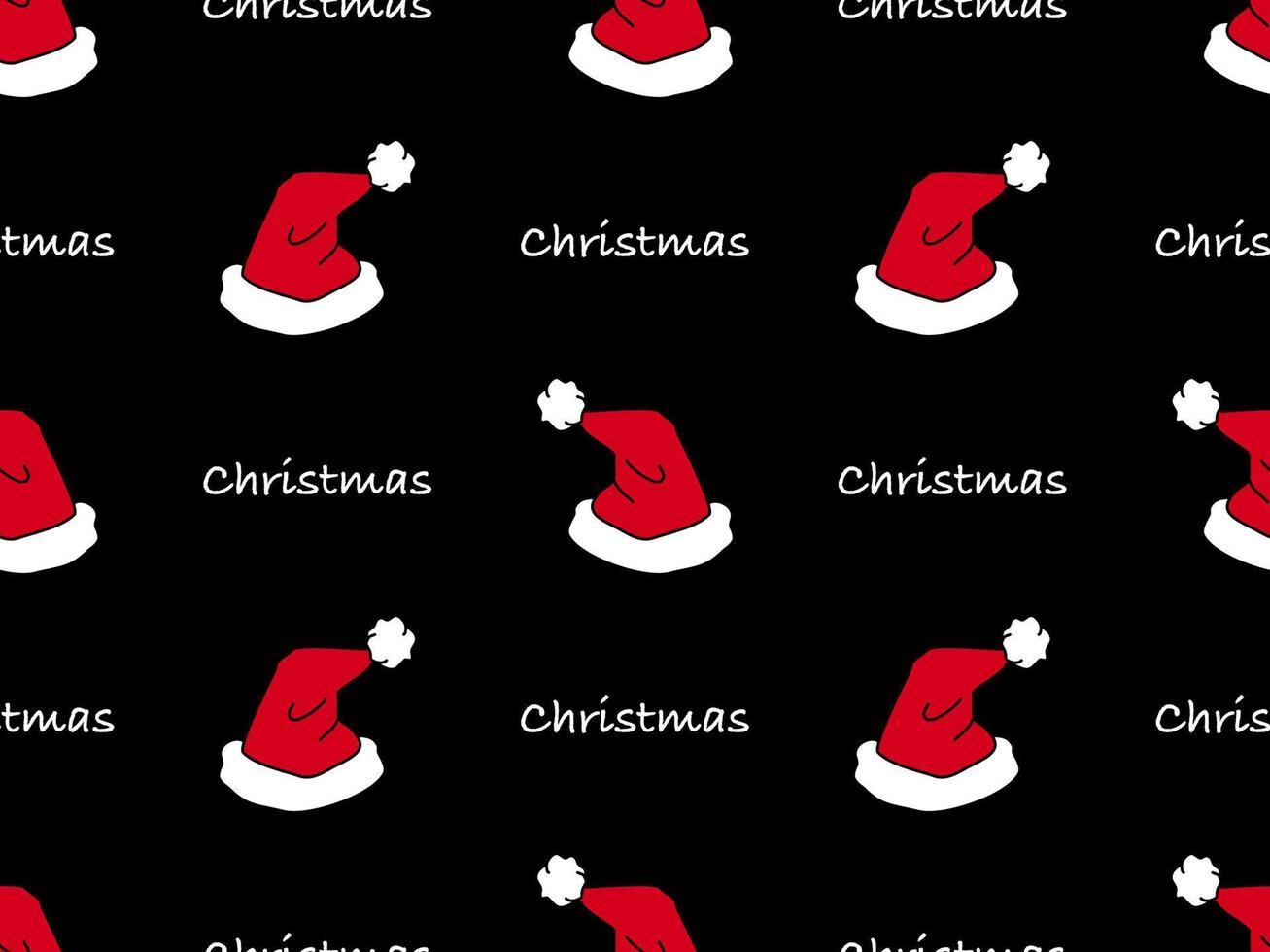 Christmas cartoon character seamless pattern on black background vector