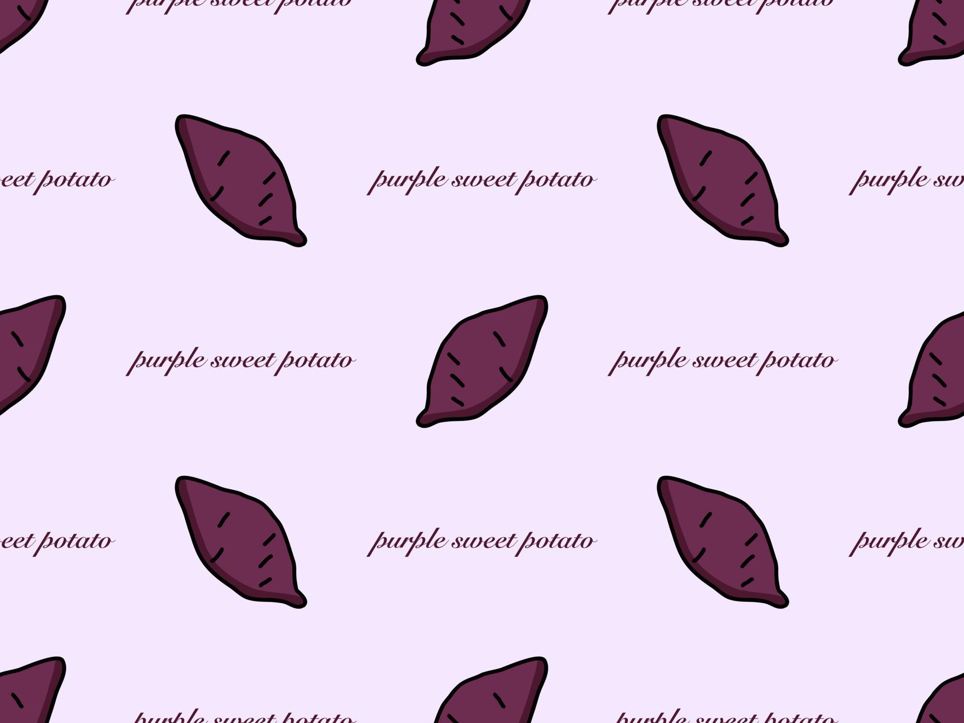 Purple Sweet Potato cartoon character seamless pattern on purple