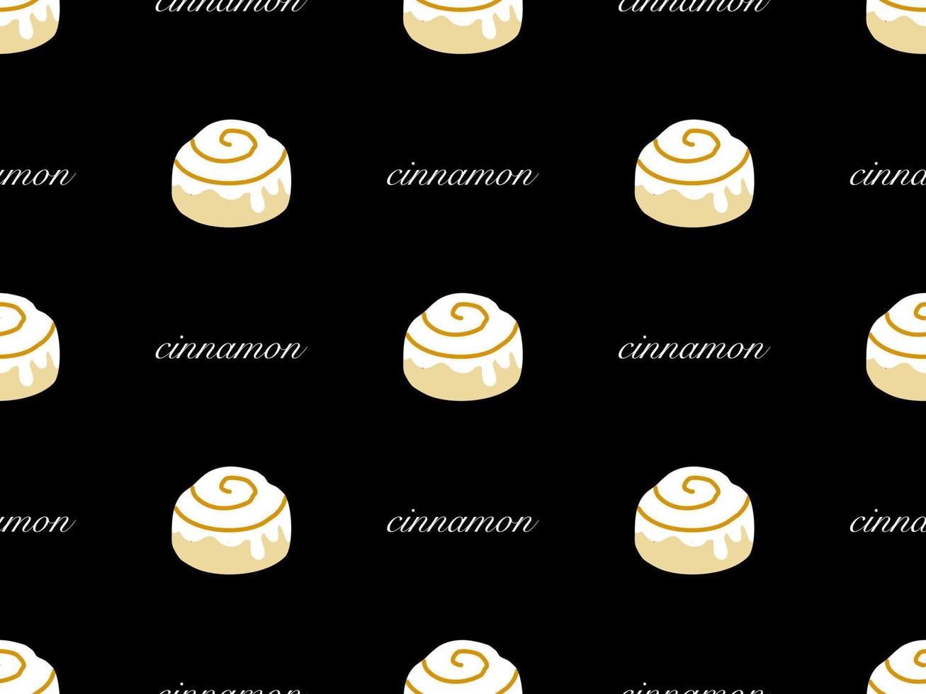 Cinnamon cartoon character seamless pattern on black background vector