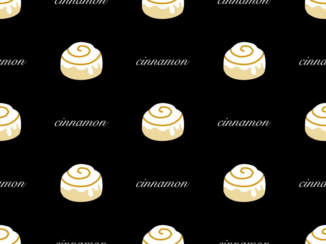 Cinnamon cartoon character seamless pattern on black background vector