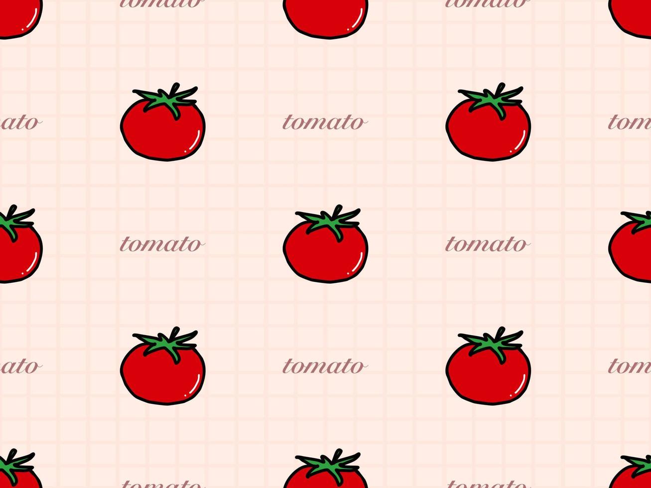 Tomato cartoon character seamless pattern on orange background vector