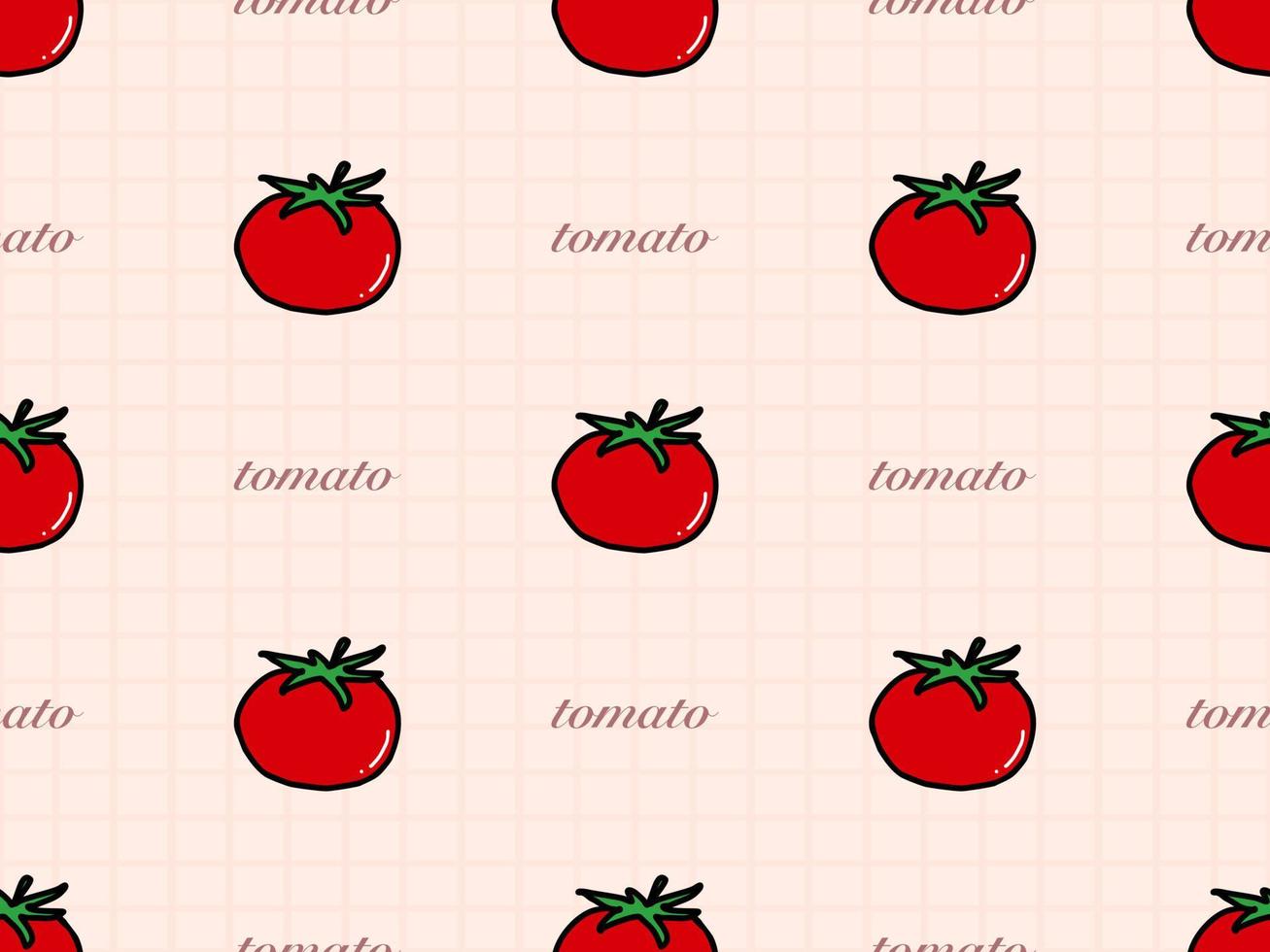 Tomato cartoon character seamless pattern on orange background vector