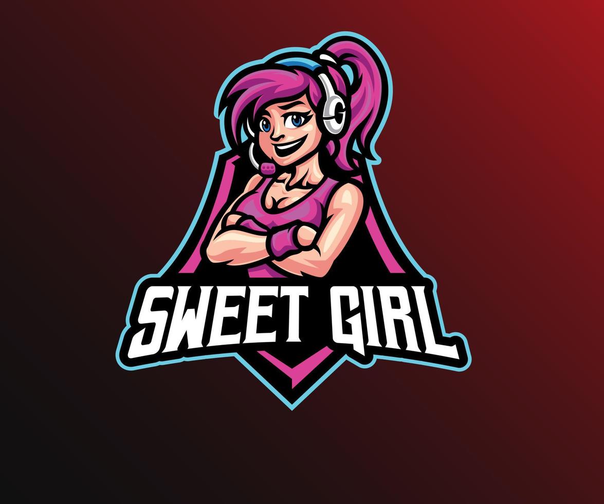 Sweet girl mascots, Sports mascots, colorful collection, vector illustration