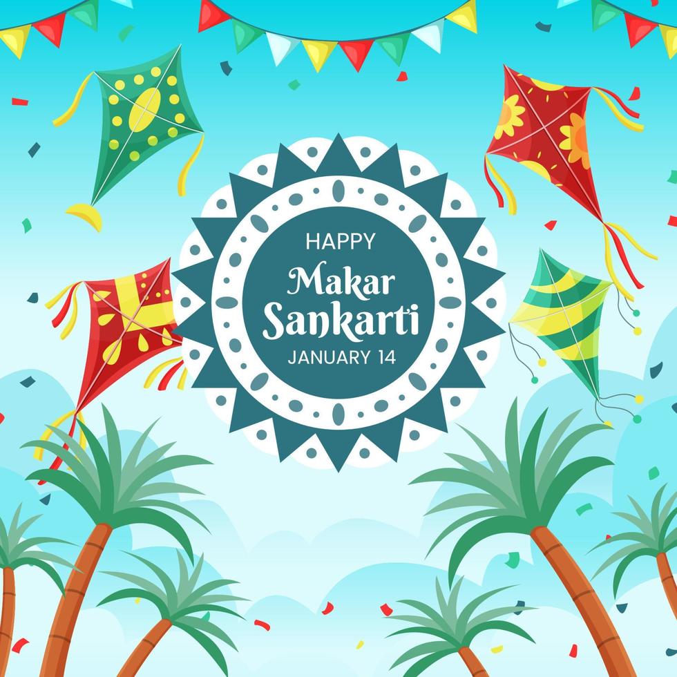 Makar Sankranti Celebration with Kite and Confetti vector