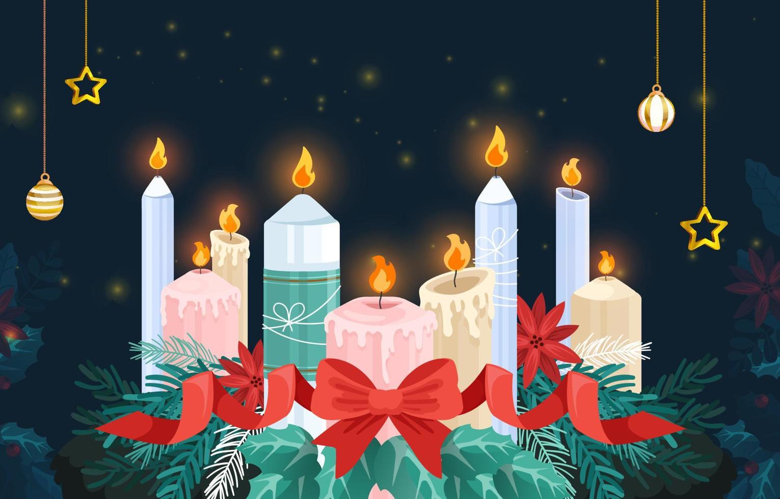 Advent Celebration with Candle and Ornament vector