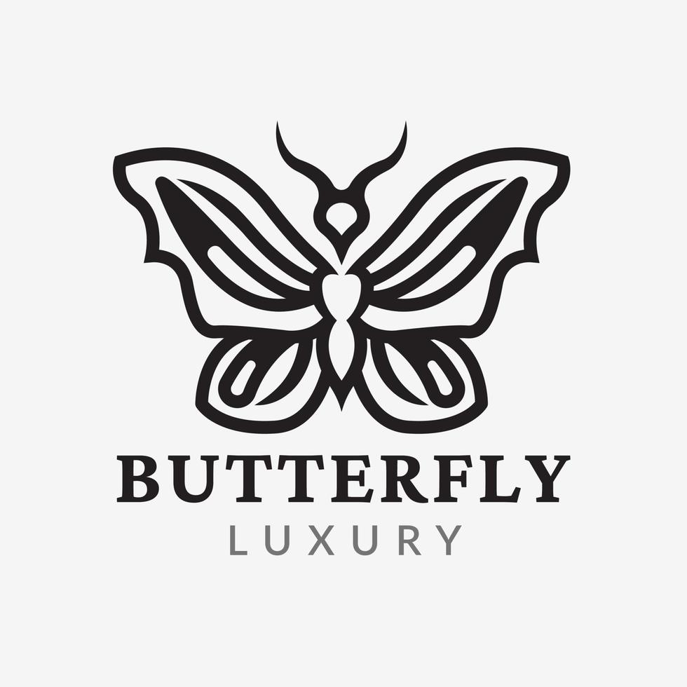 icono de plantilla de logotipo de mariposa de contorno minimalista vector