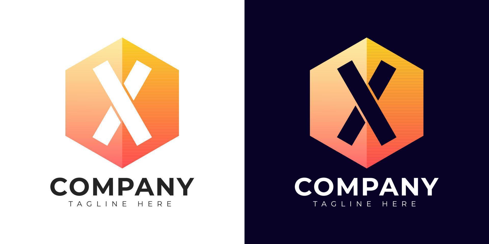 Modern gradient style letter x logo template. x letter design vector with colorful creative hexagon sign.