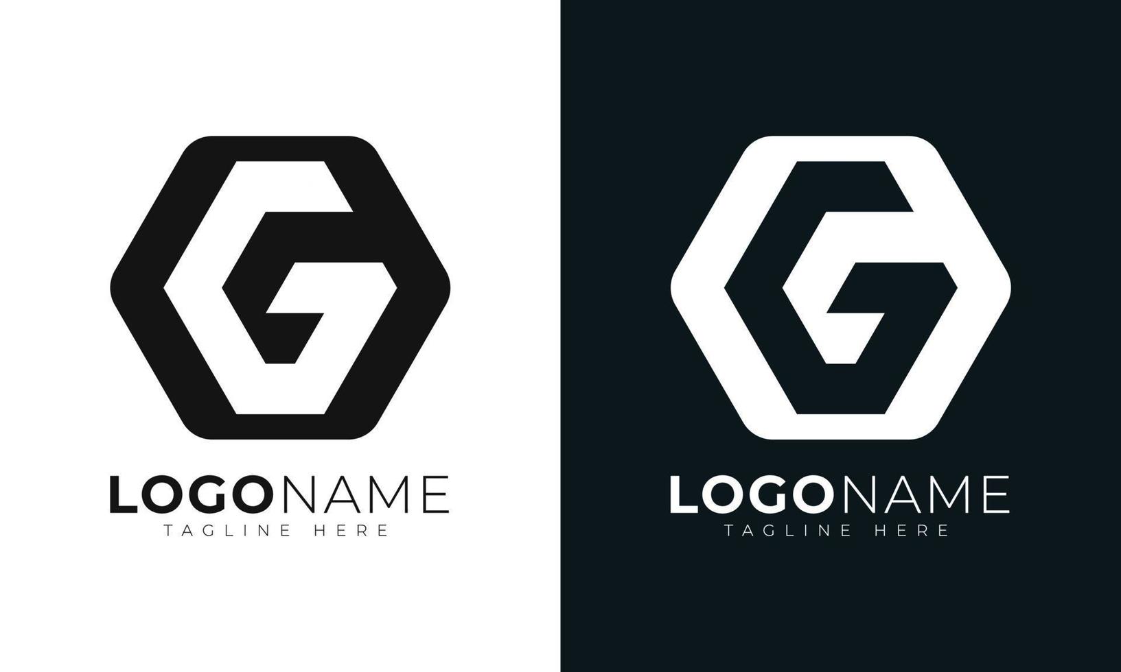 plantilla de diseño de vector de logotipo de letra inicial g. con forma hexagonal. estilo poligonal.