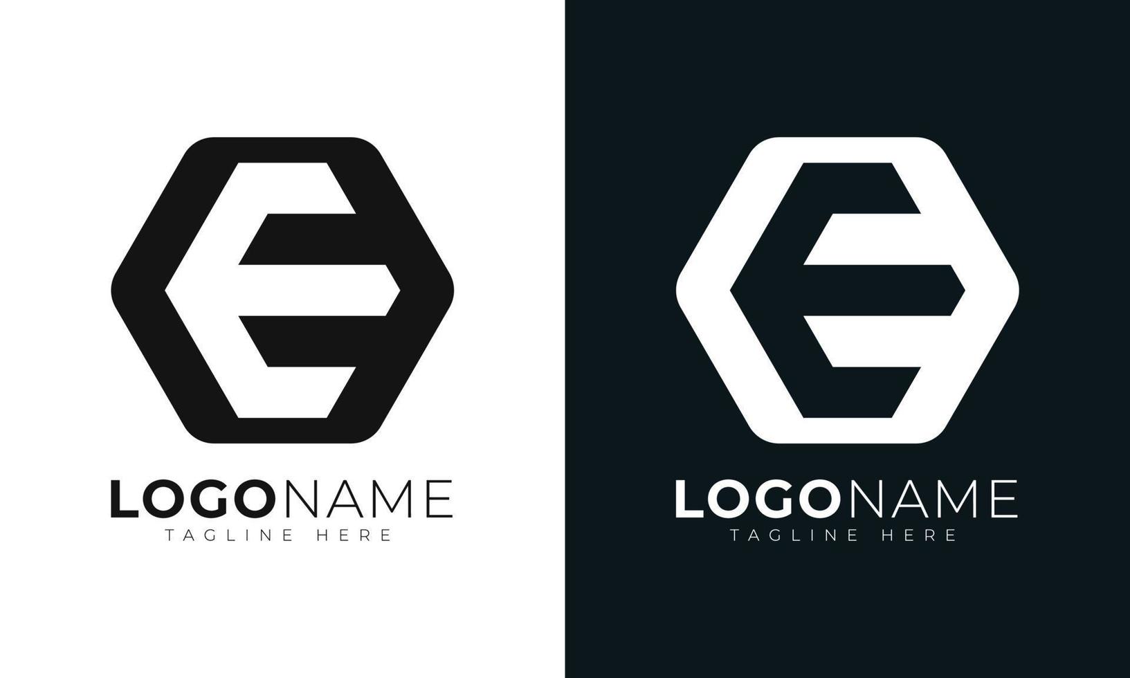 plantilla de diseño de vector de logotipo de letra inicial e. con forma hexagonal. estilo poligonal.