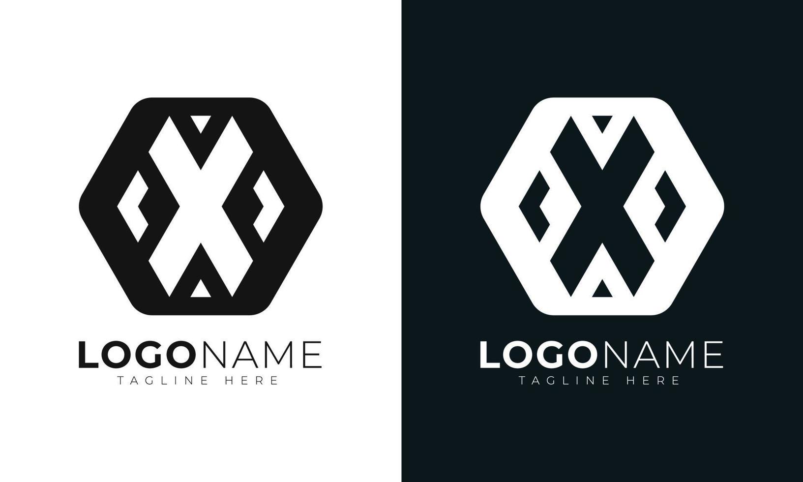 plantilla de diseño de vector de logotipo de letra inicial x. con forma hexagonal. estilo poligonal.