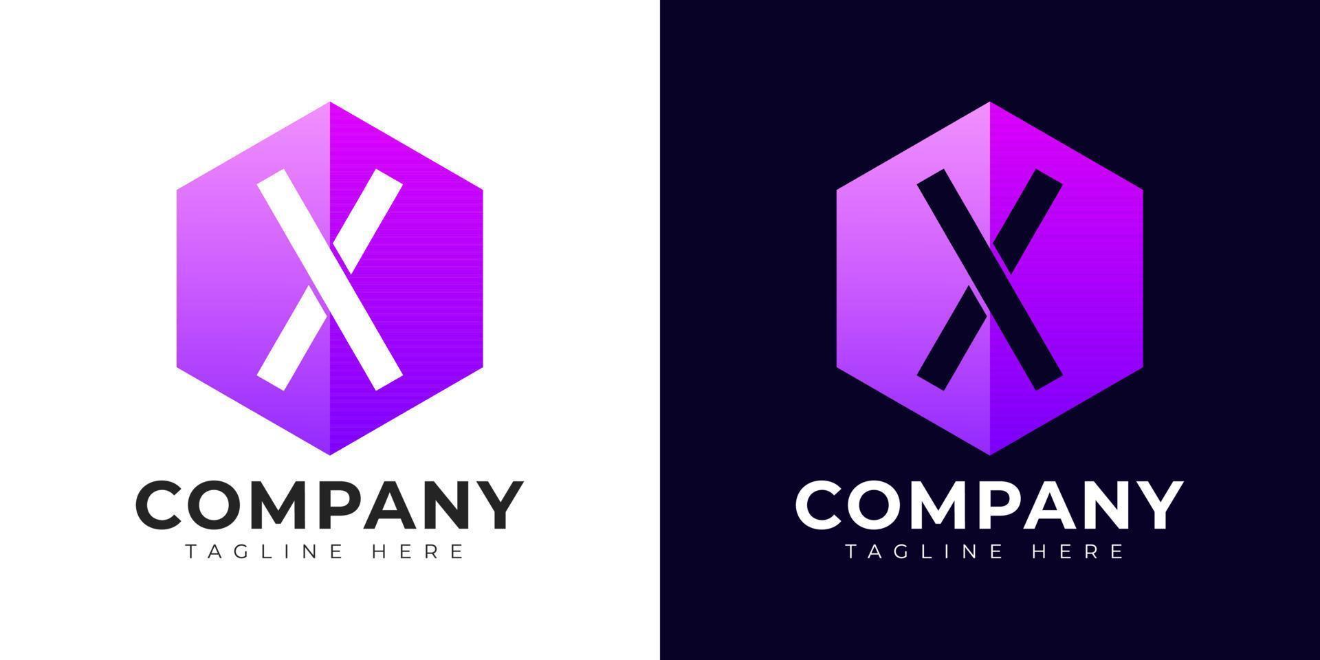 Modern gradient style letter x logo template. x letter design vector with colorful creative hexagon sign.