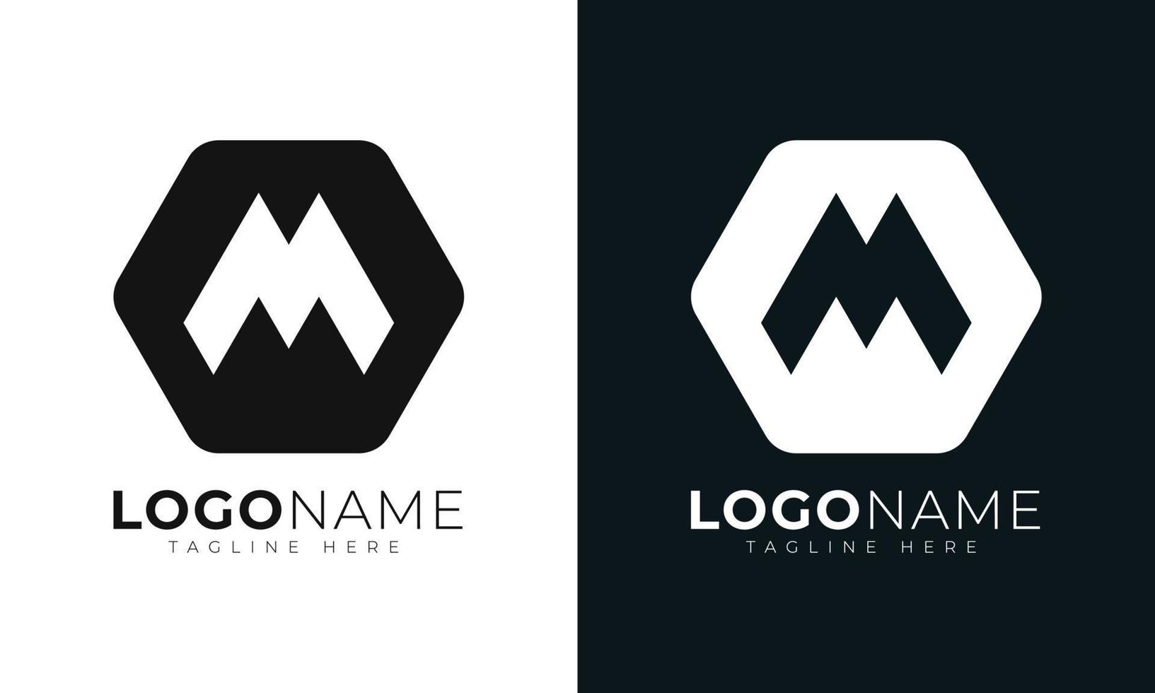 Initial letter m logo vector design template. With Hexagonal shape. Polygonal style.