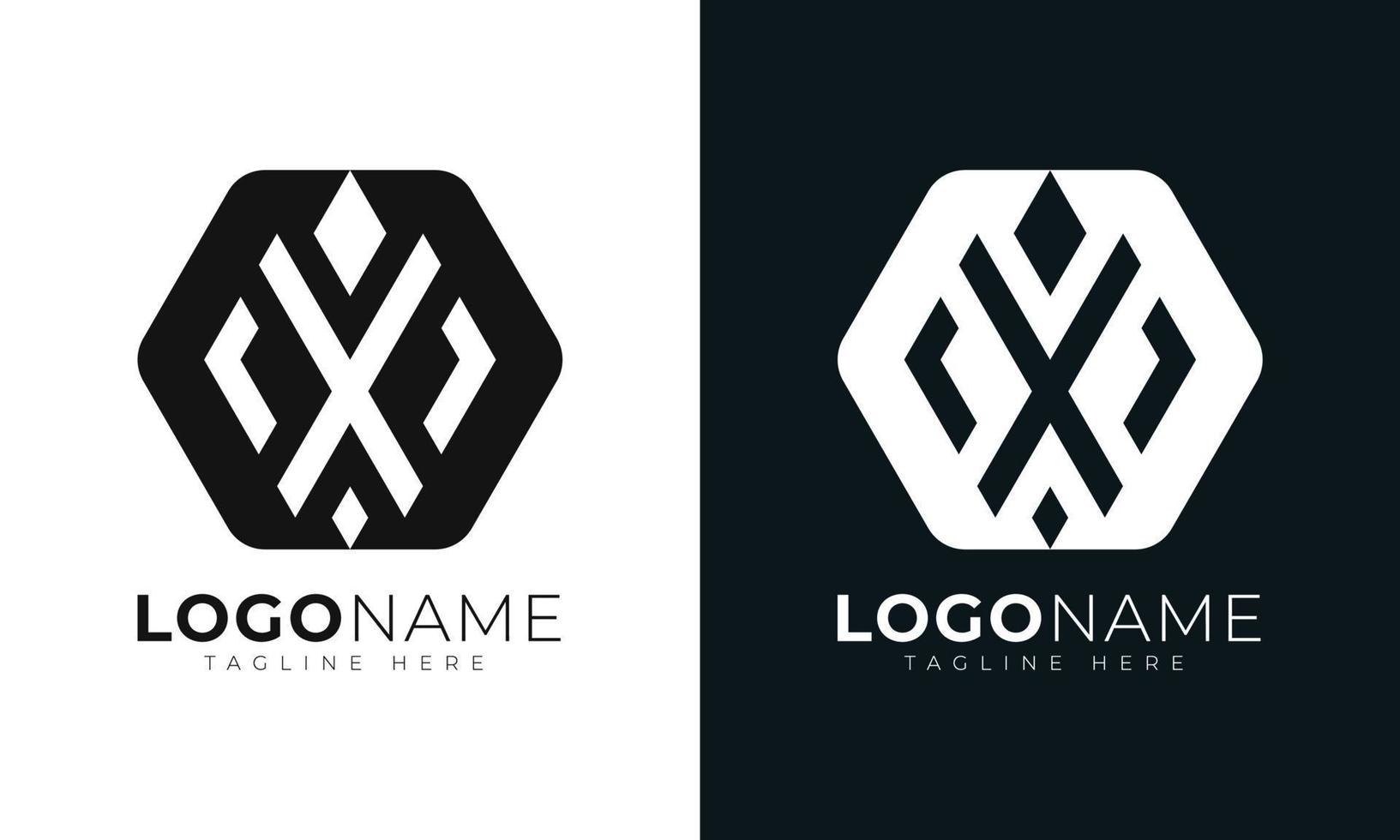 plantilla de diseño de vector de logotipo de letra inicial x. con forma hexagonal. estilo poligonal.