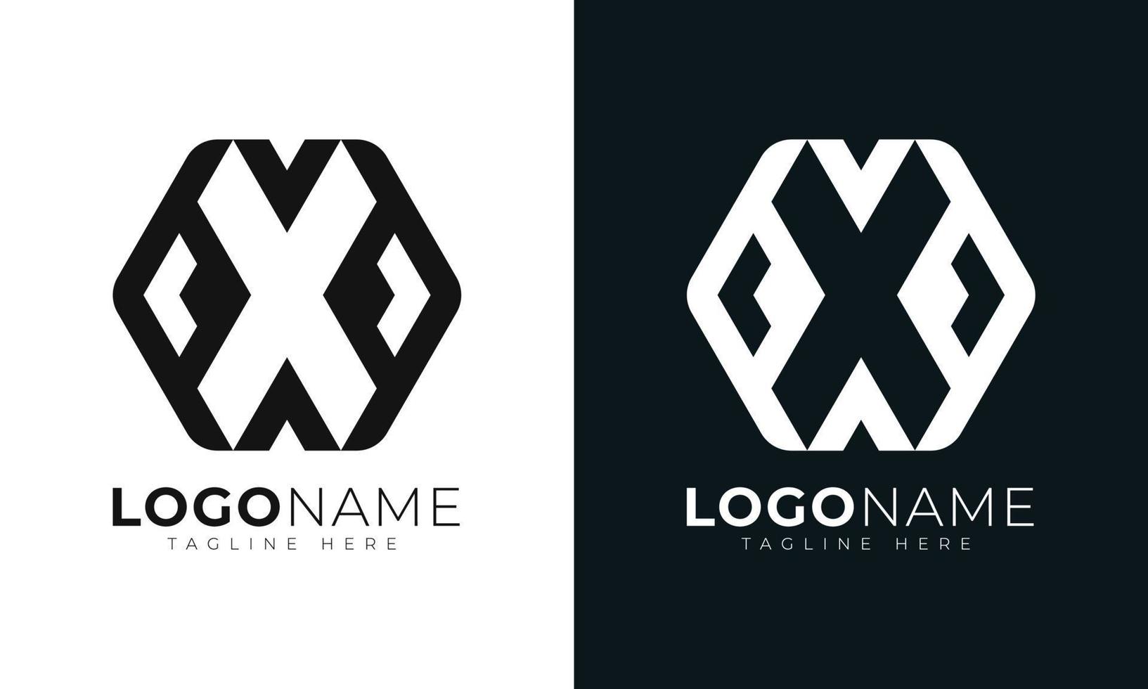 plantilla de diseño de vector de logotipo de letra inicial x. con forma hexagonal. estilo poligonal.