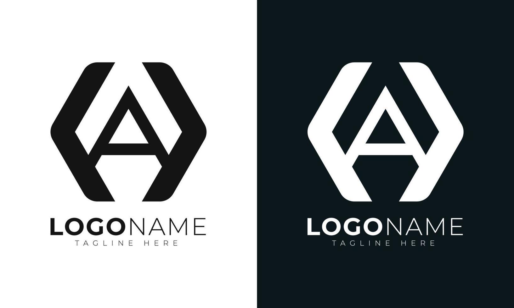 letra inicial una plantilla de diseño de vector de logotipo. con forma hexagonal. estilo poligonal