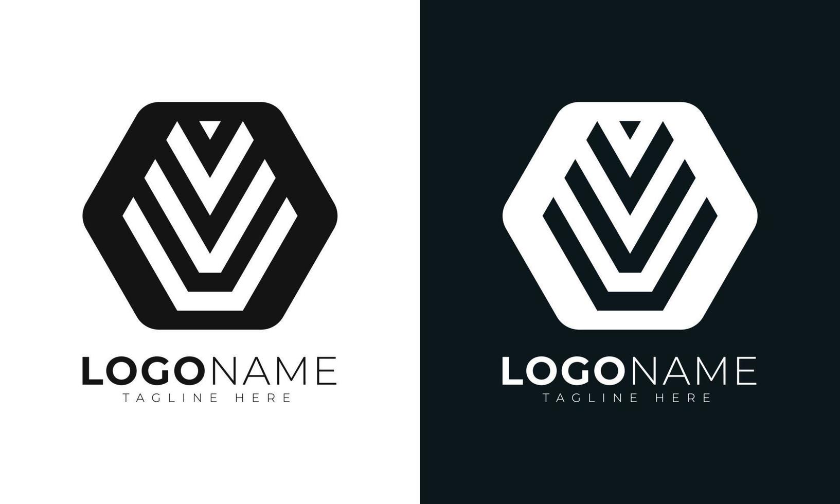 Initial letter v logo vector design template. With Hexagonal shape. Polygonal style.