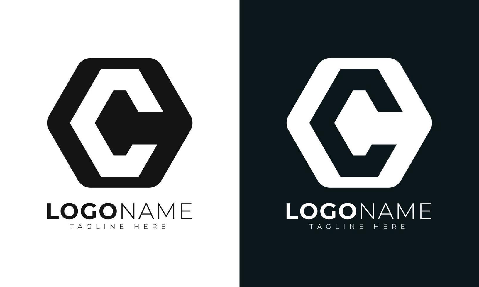 plantilla de diseño de vector de logotipo de letra c inicial. con forma hexagonal. estilo poligonal.