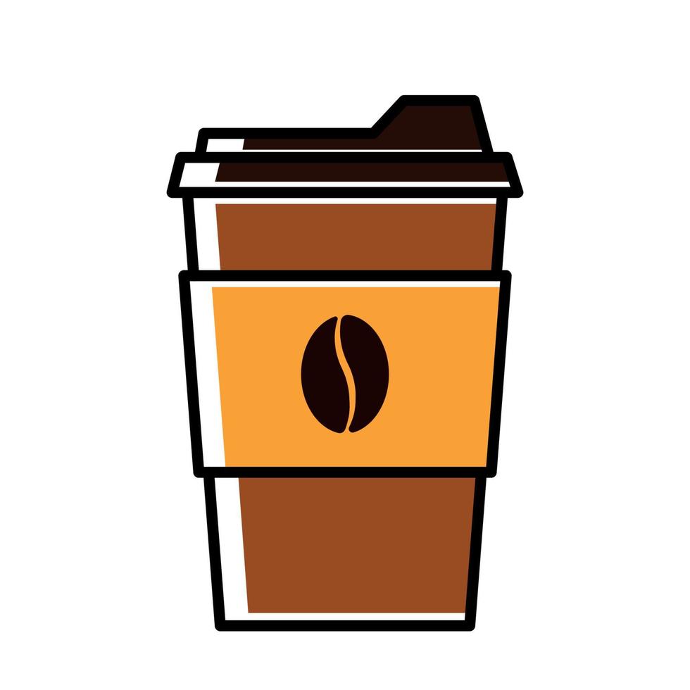 vector animado de logotipo de icono de comida para llevar de café caliente aislado en fondo blanco