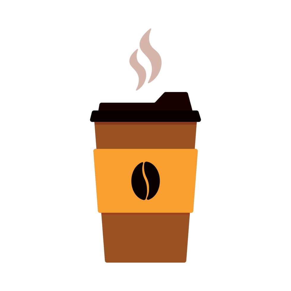 Simple Hot Coffee Takeaway Icon Logo Animated Cartoon Vector Isolated on White Background