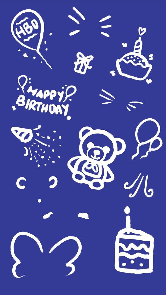 happy birthday cute hand drawn doodle vector