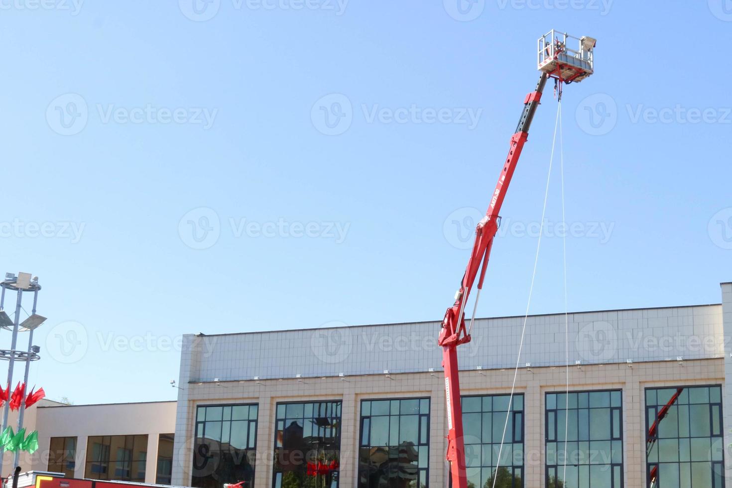 High metal lifesaving cradle, scaffolding for work at height photo