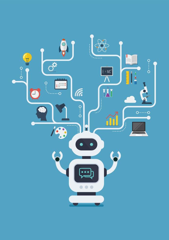 Chatbot robot virtual infographic vector
