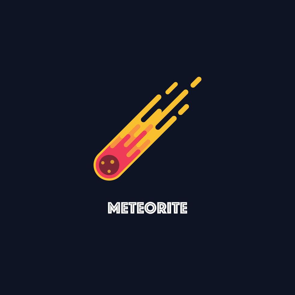 logotipo de meteorito sobre fondo negro vector