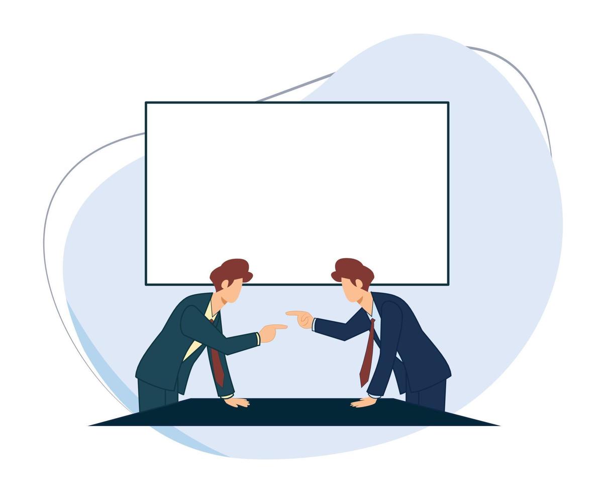 businessmen arguing in meeting room. flat design vector illustration