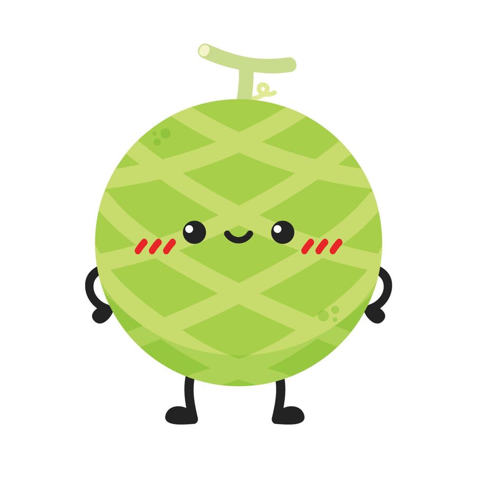 Melon character design. melon on white background. Melon cartoon. vector