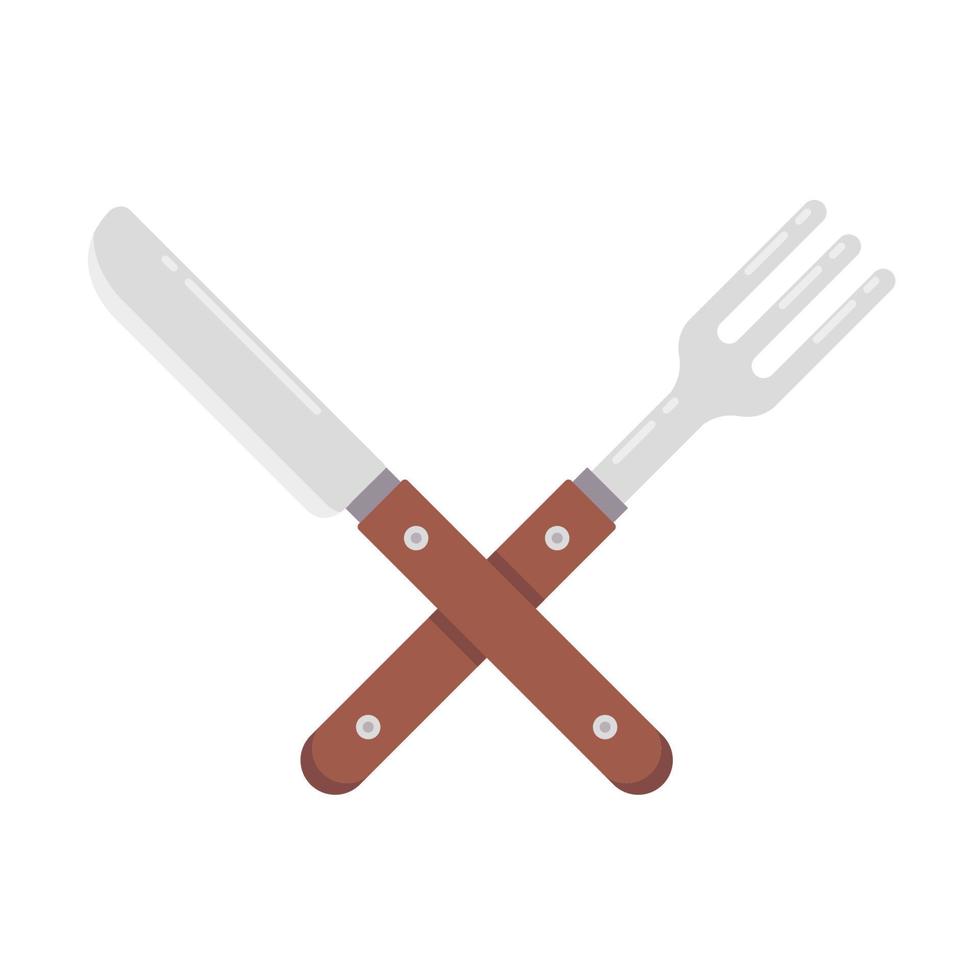 Spoon and fork on white background.  Wood spoon and  wood fork. vector