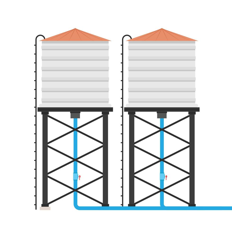 vector del tanque de agua. depósito de agua sobre fondo blanco.