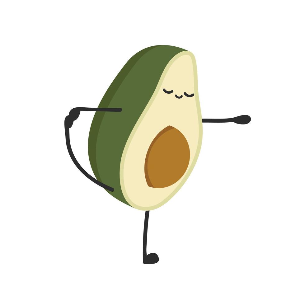 Avocado character design. Yoga avocado on white background. vector