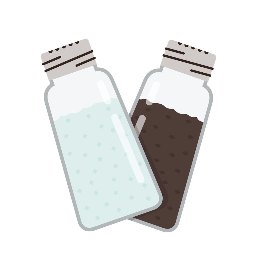 Vector pepper and salt shaker kitchen icon. Pepper and salt bottle shaker vector.