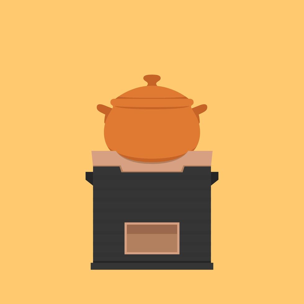 Earth pot vector. wallpaper. free space for text. earth rice cooker. vector