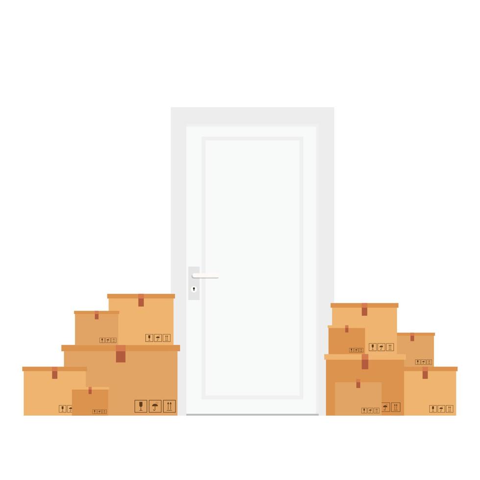 Door and parcel vector. wallpaper. free space for text. copy space. vector